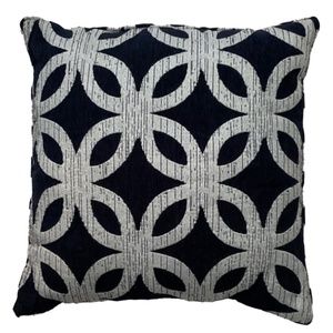 SUTTON PLACE Accent Pillow Cotton & Polyester Navy & White  Like New